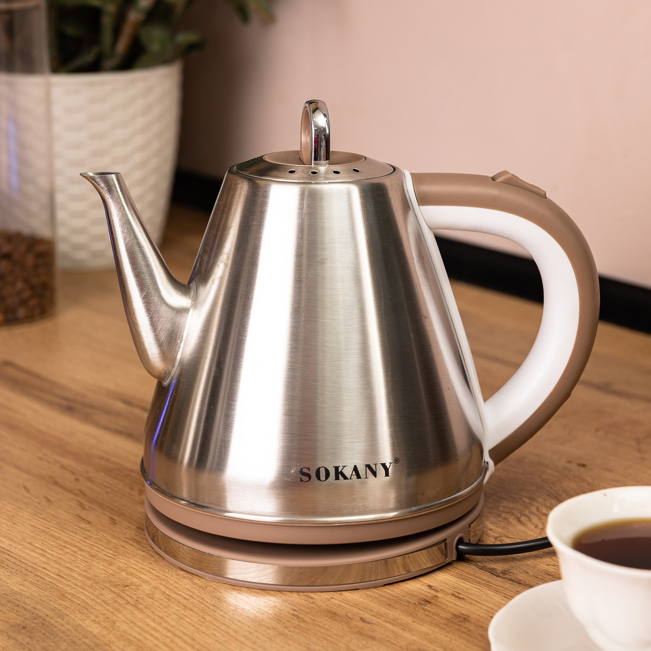 Чайник електричний з довгим носиком Sokany SK-SH-1083 1100 Вт 1,5 л Сріблястий/Рожевий (SK-SH-1083) - фото 9