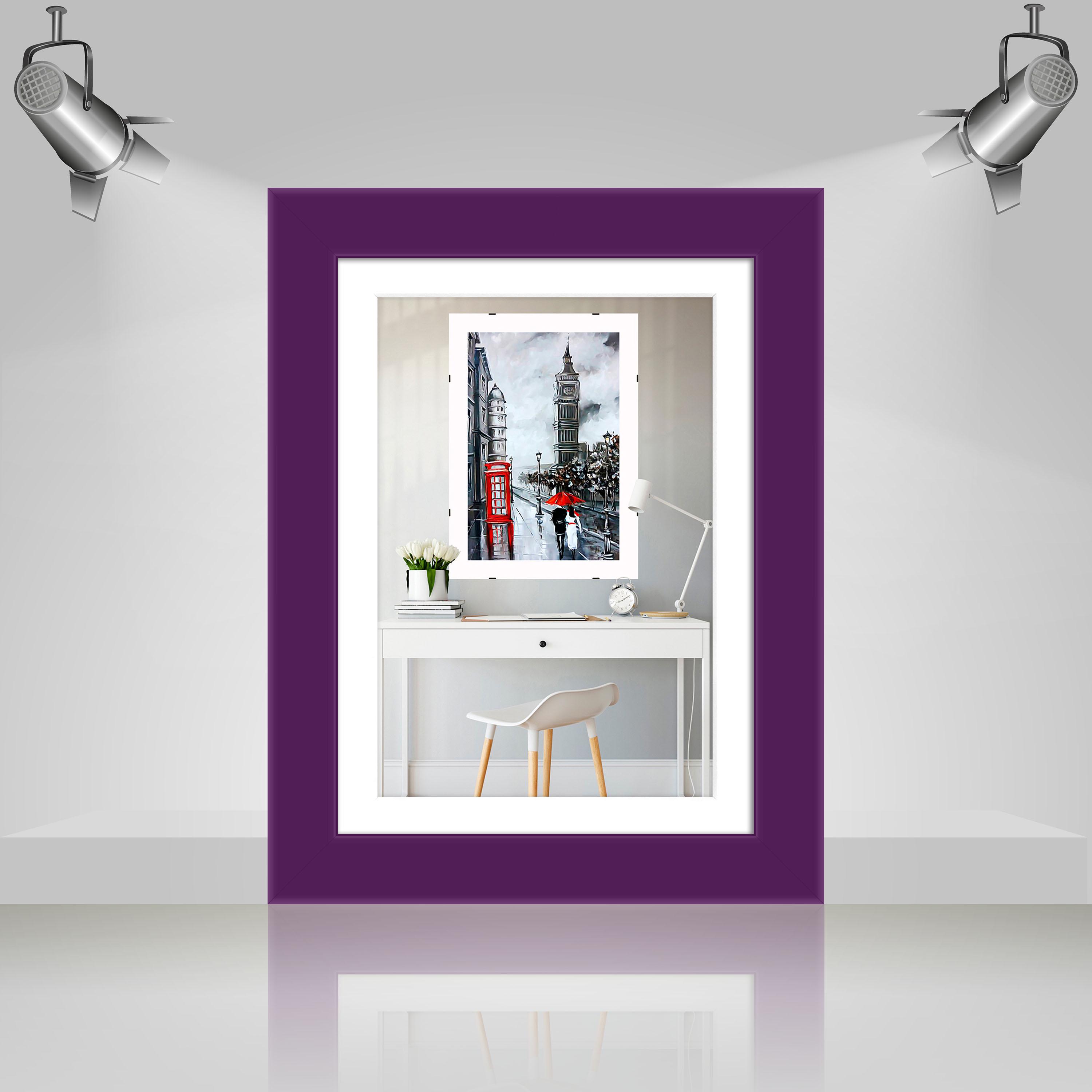 Рамка для фото деревянная EmojiFrame 13х18 см под фото 10х15 см AH2220-14 глянцевое стекло 1-1,5 мм с ножкой паспарту Фиолетовый - фото 3