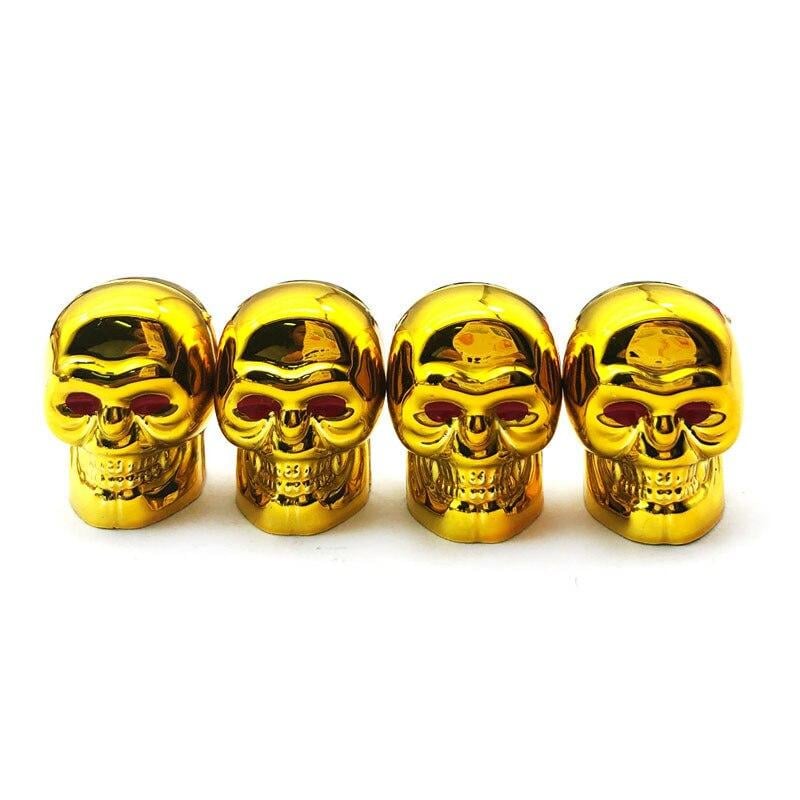 Набір ковпачків на ніпель для автомобіля SUNROZ Caps Skull Череп Gold (1733438496)