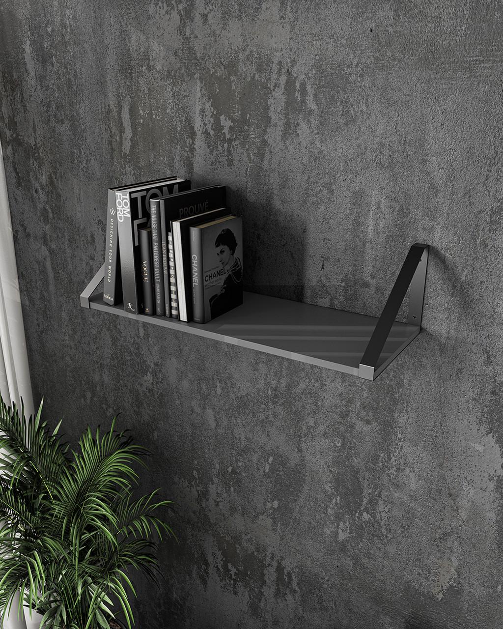 Полочка навесная Sanro с треугольным креплением 600х220х220 мм Антрацитовый/Черный (XT21)