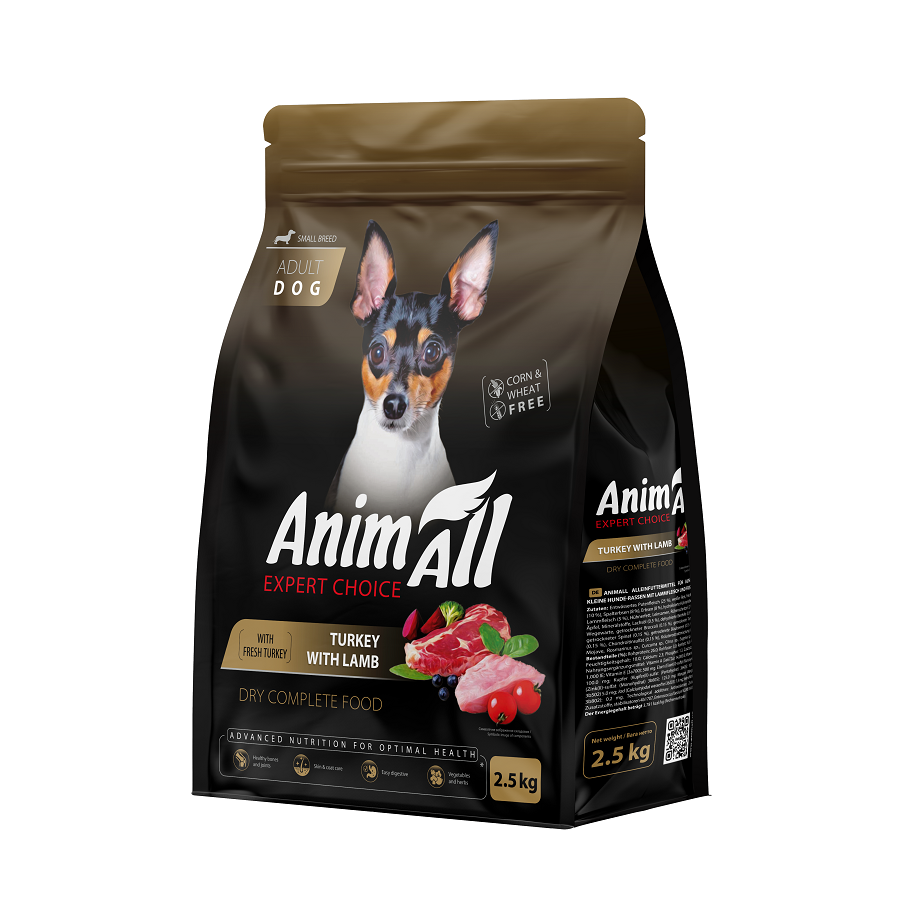 Корм сухой AnimAll полнорационный для взрослых собак малых пород со свежей индейкой и ягненком 2,5 кг (2998382264) Корм сухой AnimAll полнорационный для взрослых собак малых пород со свежей индейкой и ягненком 2,5 кг (2998382264)