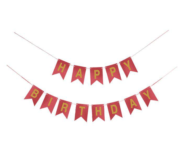 Гірлянда прапорці Happy Birthday паперова для Дня народження One size Червоний (194455) Гірлянда прапорці Happy Birthday паперова для Дня народження One size Червоний (194455)