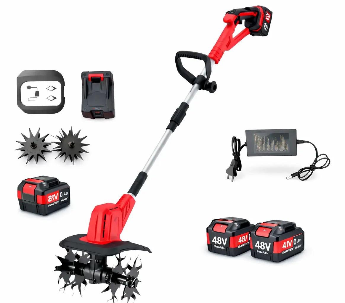 Культиватор аккумуляторный 48V ручной для города теплиц и клумб 2 аккумулятор Красный (32110841)