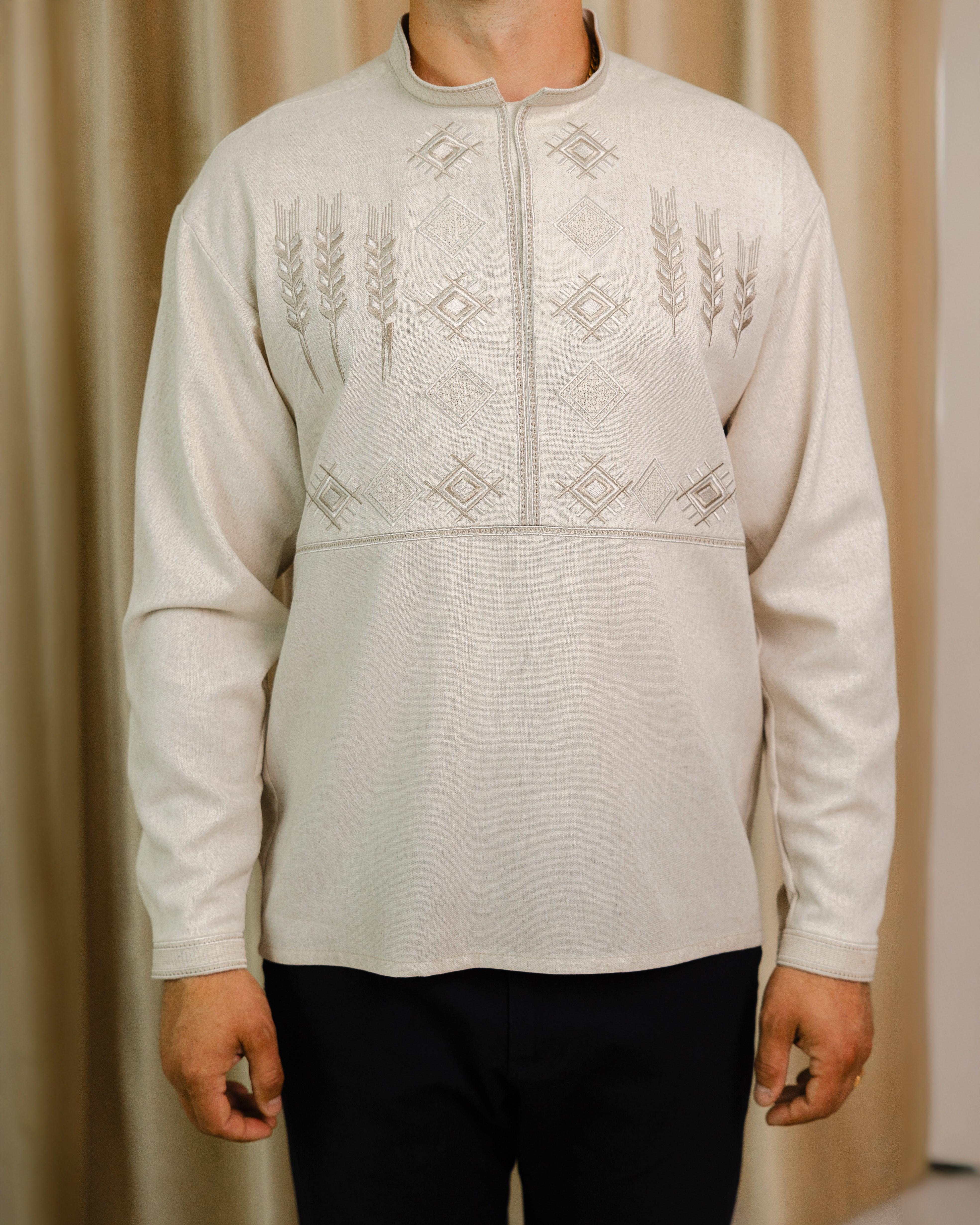 Вышиванка мужская Колос льняная S (0002230) - фото 2 Вышиванка мужская Колос льняная S (0002230) - фото 2