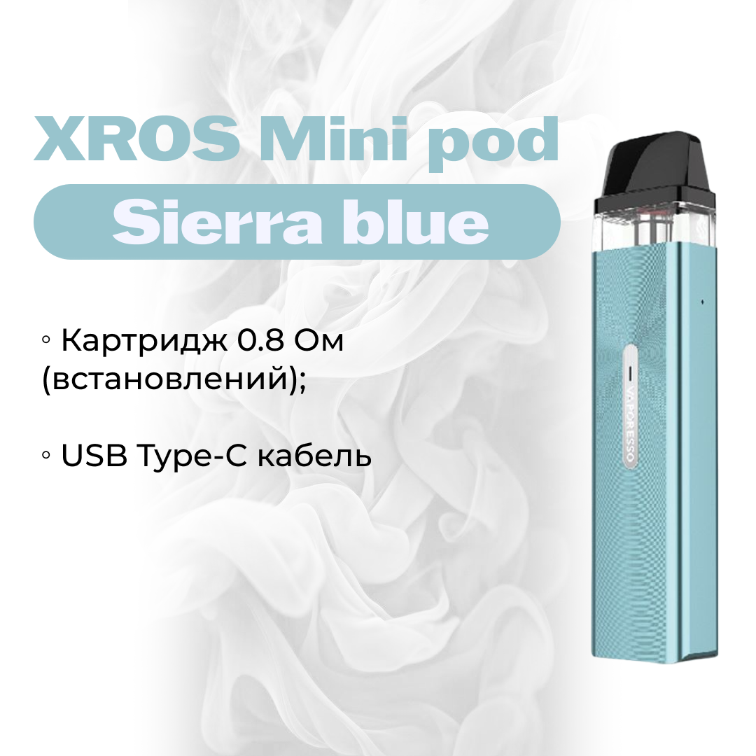 POD-система Vaporesso XROS MINI Pod Kit багаторазова 1000 mAh 2 мл Sierra Blue (eca37876) - фото 2