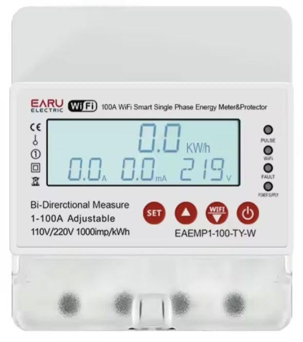 Лічильник Tuya Wifi розумний однофазний захист від перенапруги двонаправлений 100А