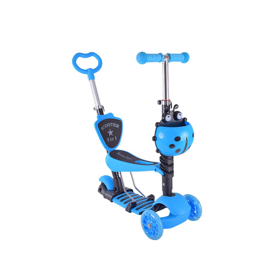 Самокат детский Bambi SC20139 PU с родительской ручкой Синий