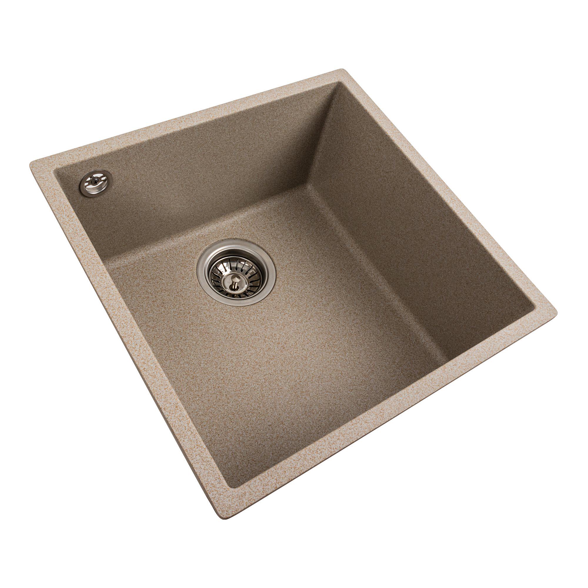 Мойка для кухни гранитная Platinum 4040 RUBA матовая Сафари - фото 2 Мойка для кухни гранитная Platinum 4040 RUBA матовая Сафари - фото 2