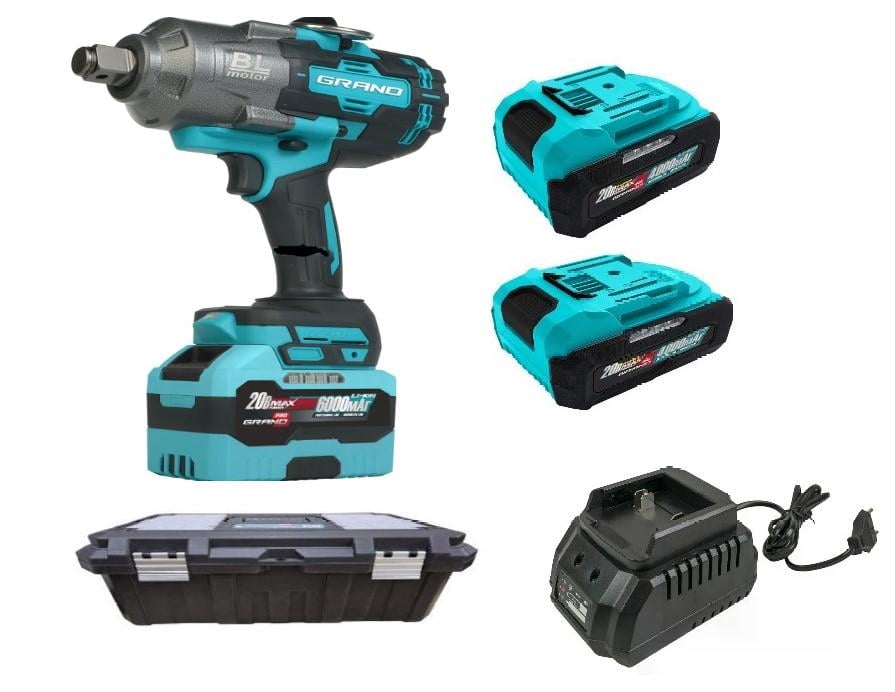 Гайковерт аккумуляторный бесщеточный Grand АГ-1100UBL 1100Нм кейс/2 аккумулятора 4 Ач/ЗУ (27851122)