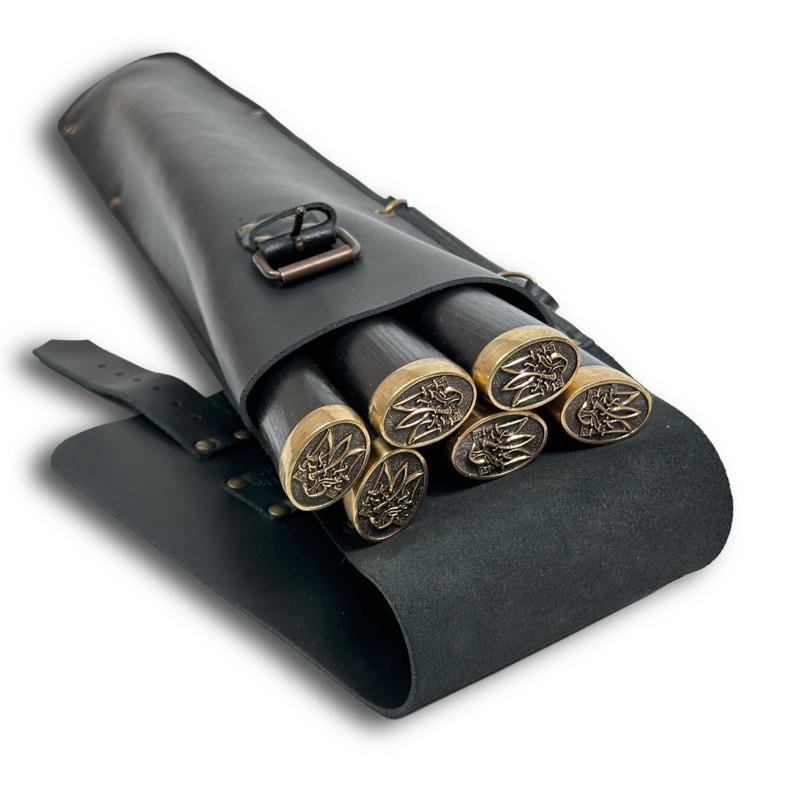 Набор шампуров BS64 Украинский герб в чехле из кожи