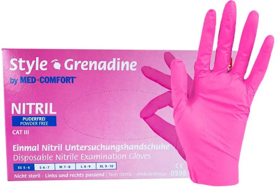 Перчатки нитриловые Ampri Style Grenadine неопудренные S 100 шт. Розовый - фото 1