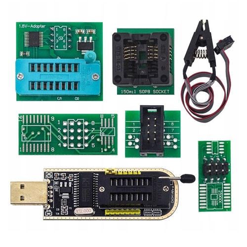 Програматор USB CH341A Mini з набором перехідників та кліпсою підтримка чіпів 24 EEPROM/25 SPI Flash (4701-fe690)