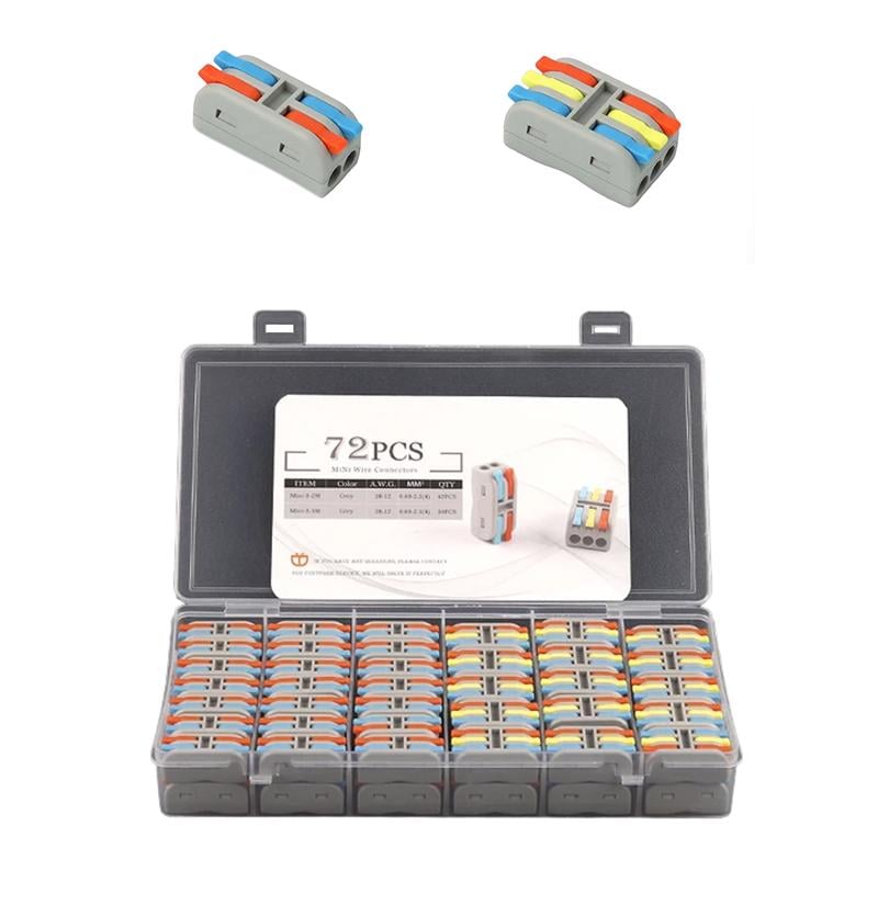 Набор клемм Tactix 2 вида 0,08-4 мм2 32А проходная одинарная 72 шт. Разноцветный (CT23GRM-72box)