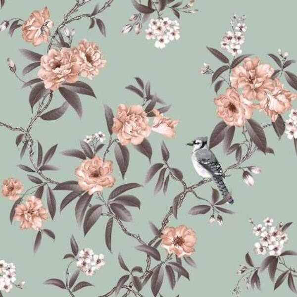 Обои на бумажной основе Шарм 170-04 Блум 0,53х10 м Мятный (660e693a0affe172ae1a8a72) - фото 1