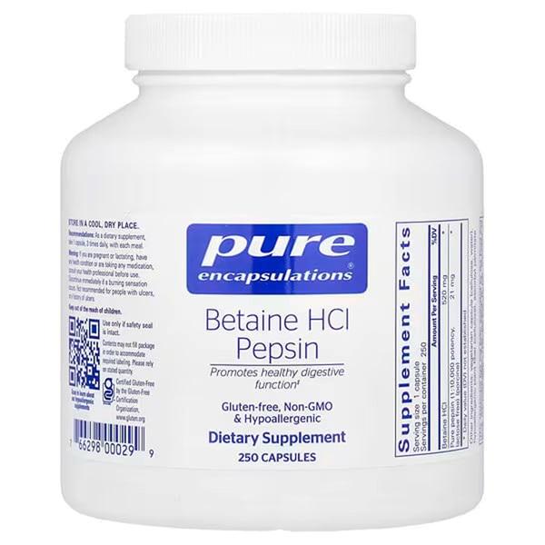 Добавка Бетаїну гідрохлорид Pure Encapsulations Betaine HCL Pepsin 250 Caps (PE-00029)