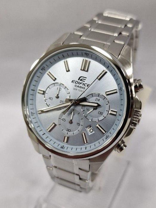 Наручний годинник чоловічий Casio Edifice EFV-650D-2B з сталевим корпусом/водозахистом 100 м Блакитний (2907585148)
