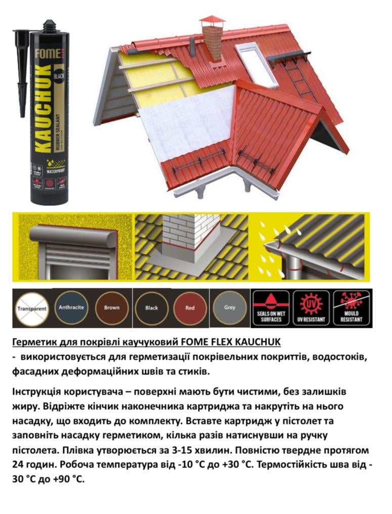 Герметик Fome Flex Kauchuk вологостійкий 300 мл Прозорий (01-4-2-010) - фото 3