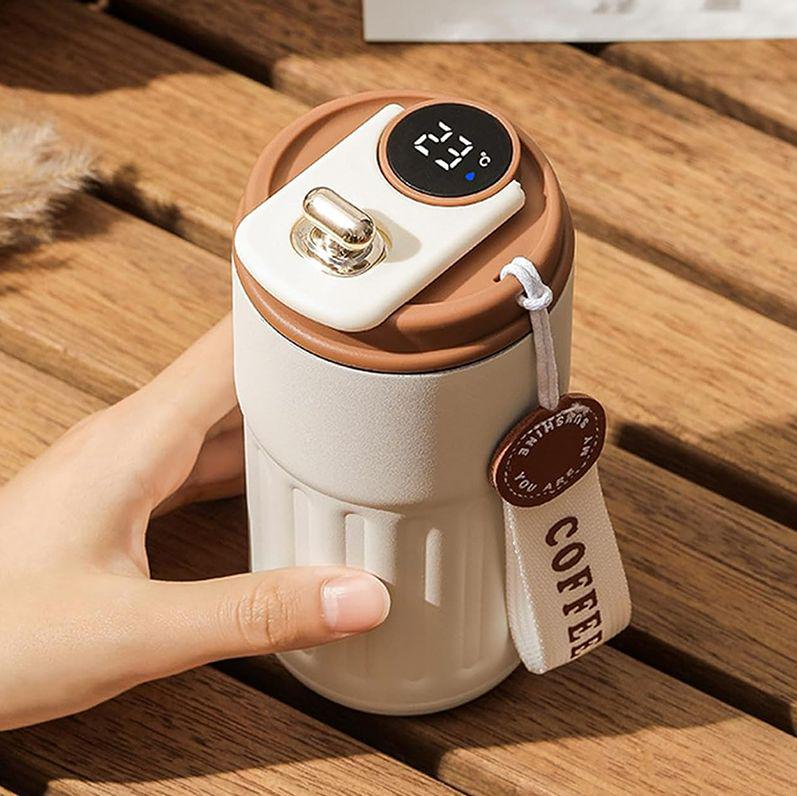 Термокухоль з інтелектуальним дисплеєм температури нержавіюча сталь з коричневою кришкою 420 мл Білий (2466192152) - фото 12