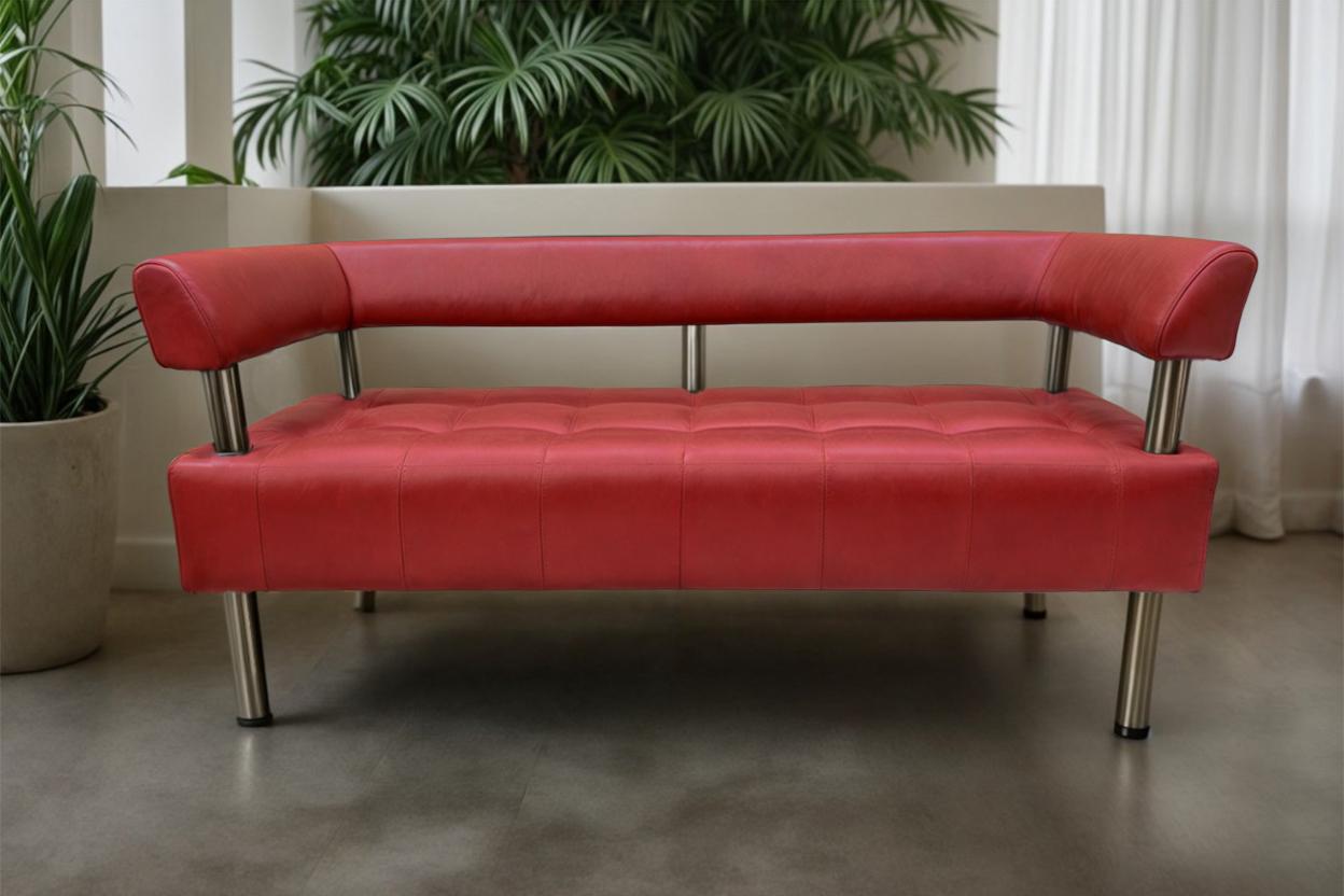 Диван офісний Tobi Sho Комфорт зі спинкою та підлокітниками 1800x530x750 мм шкірозамінник Червоний (2210) - фото 2