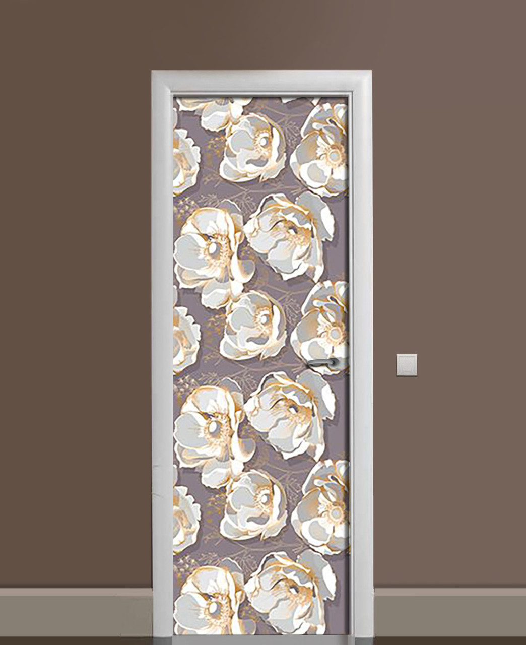 Наклейка 3D на дверь Zatarga "Цветы серой сепии" виниловая 650х2000 мм