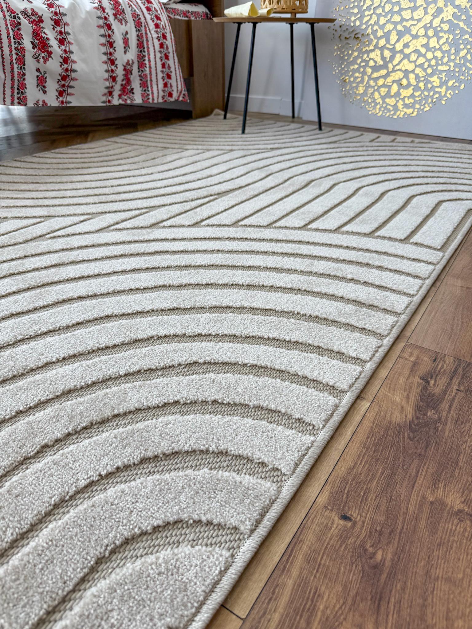 Ковер 3D с объемным волнистым узором 200х300 см Бежевый. - фото 5 Ковер 3D с объемным волнистым узором 200х300 см Бежевый. - фото 5