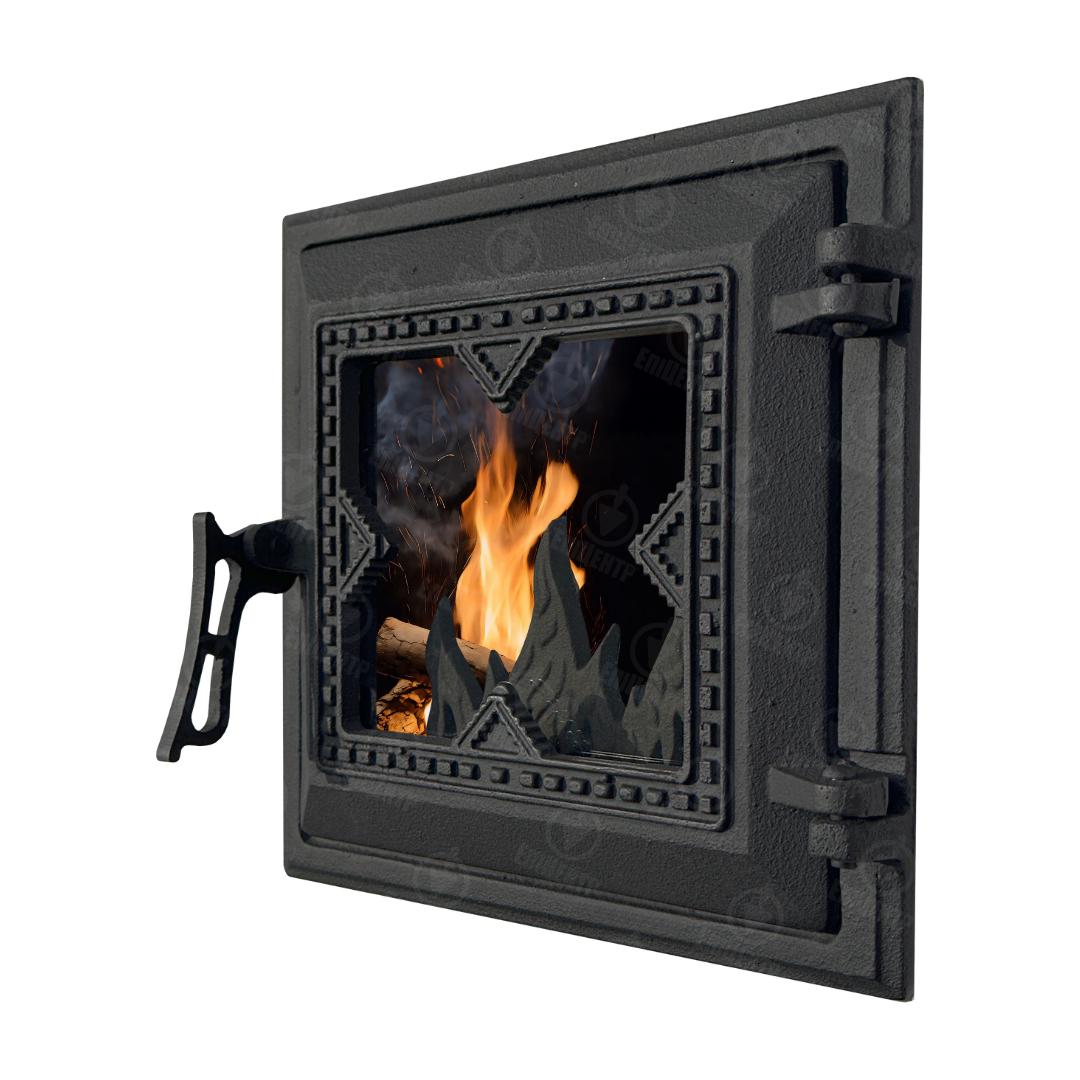 Дверцята дчавунні ля печі Вишиванка з термостійким склом 265х250 мм - фото 2 Дверцята дчавунні ля печі Вишиванка з термостійким склом 265х250 мм - фото 2