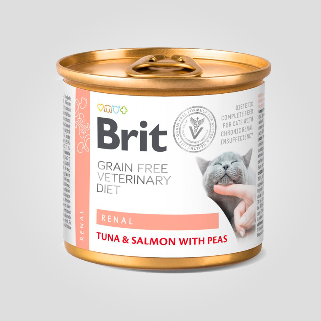 Корм влажный Brit VetDiet Renal для кошек при хронической почечной недостаточности с тунцем и лососем 200 г (2182966342)