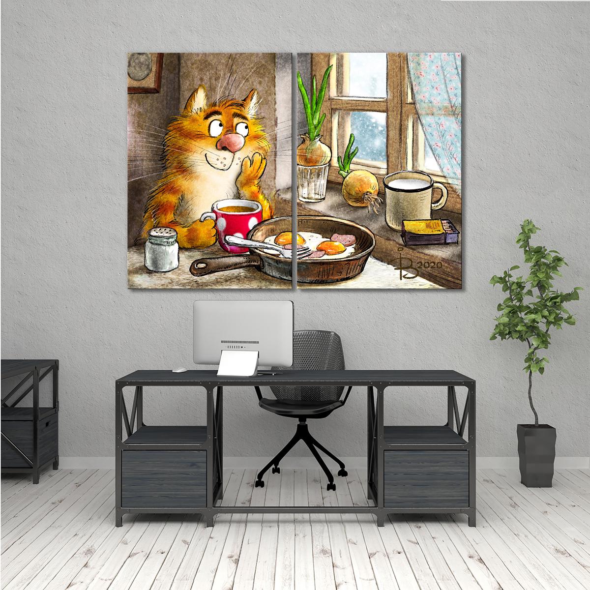 Модульная картина Завтрак 2 модуля 120x180 см