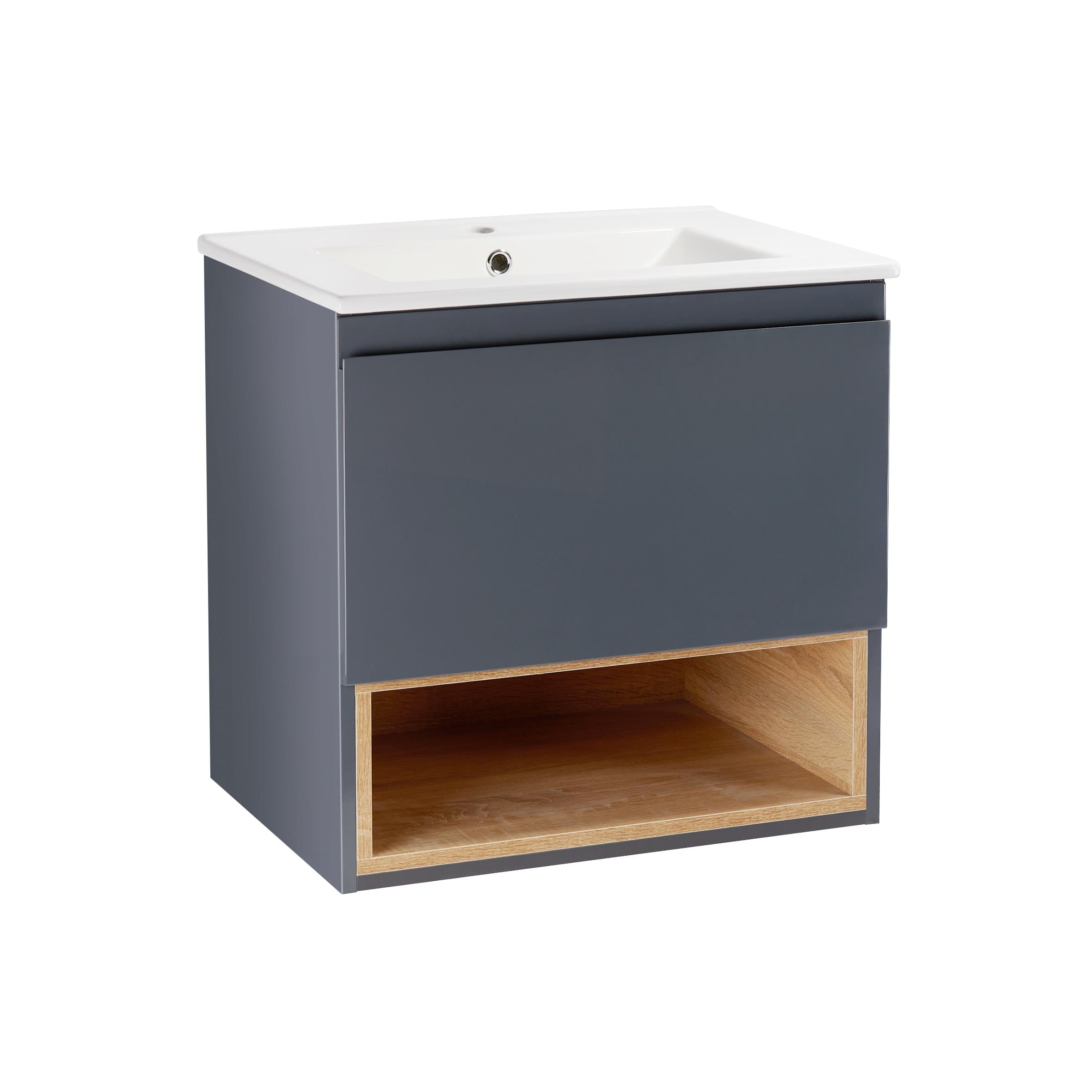 Тумба с умывальником подвесная Q-tap Robin QT1372TPВ6002GWO 61x59,5x47 см Серый (99060)