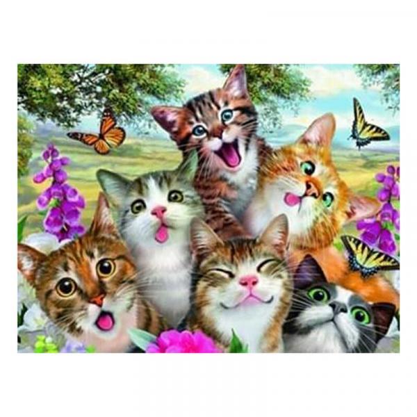 Алмазна мозаїка TK Group Смішні кошенята і метелики 40х30 см з рамкою в коробці (GB74849-mt)