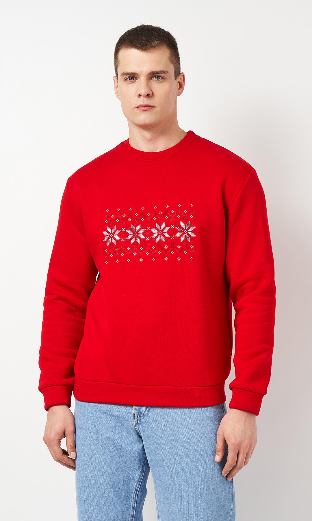 Світшот чоловічий з вишивкою Вишиваночка S/M Червоний (0013)