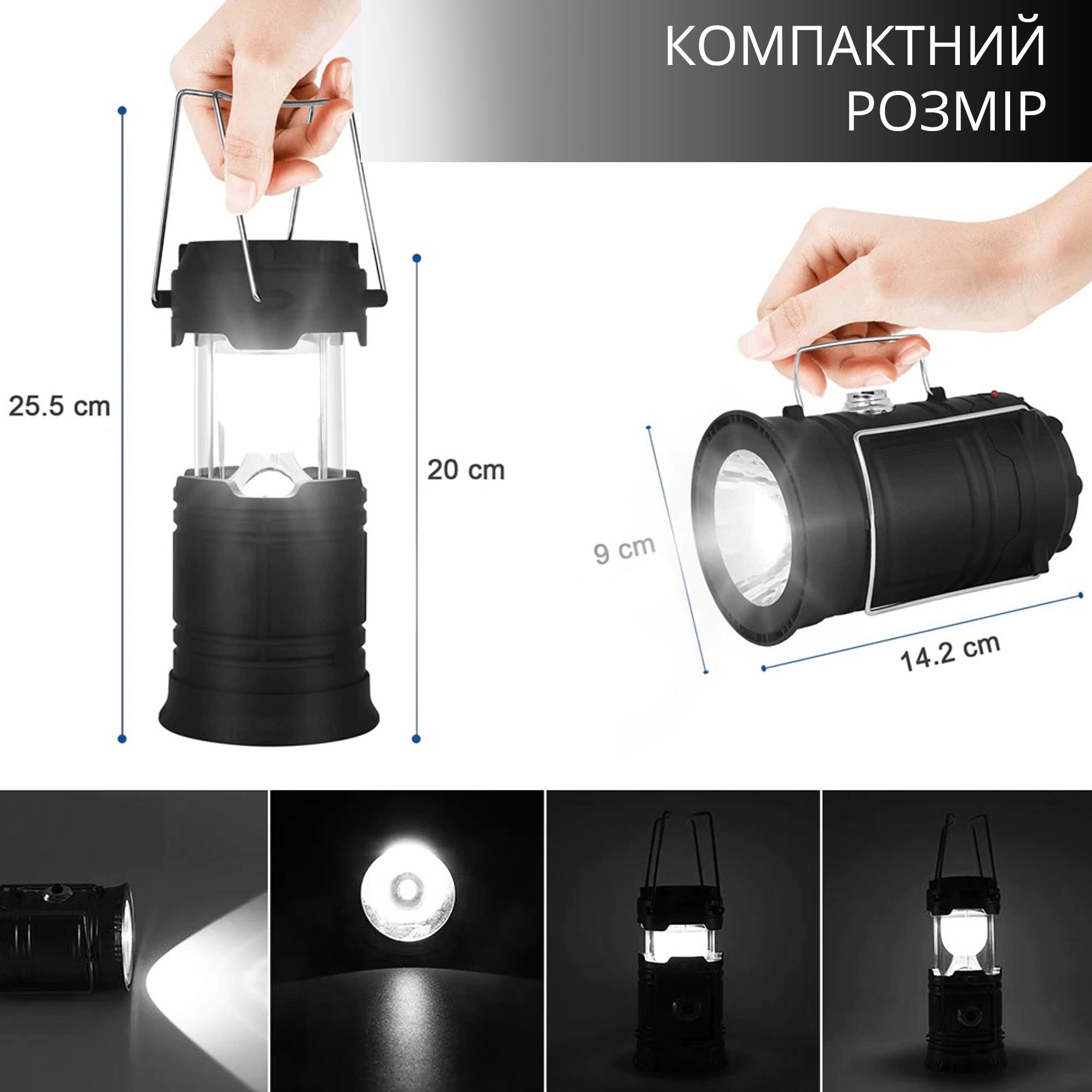 Складной кемпинговый фонарь Camping Lamp Solar Powerbank Черный - фото 10