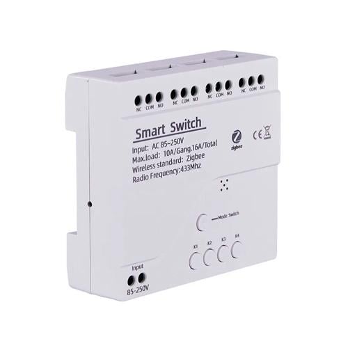 Модуль для умного дома релейный Zigbee RF 4 канала выключатель 220V 10/16А White (1046528)