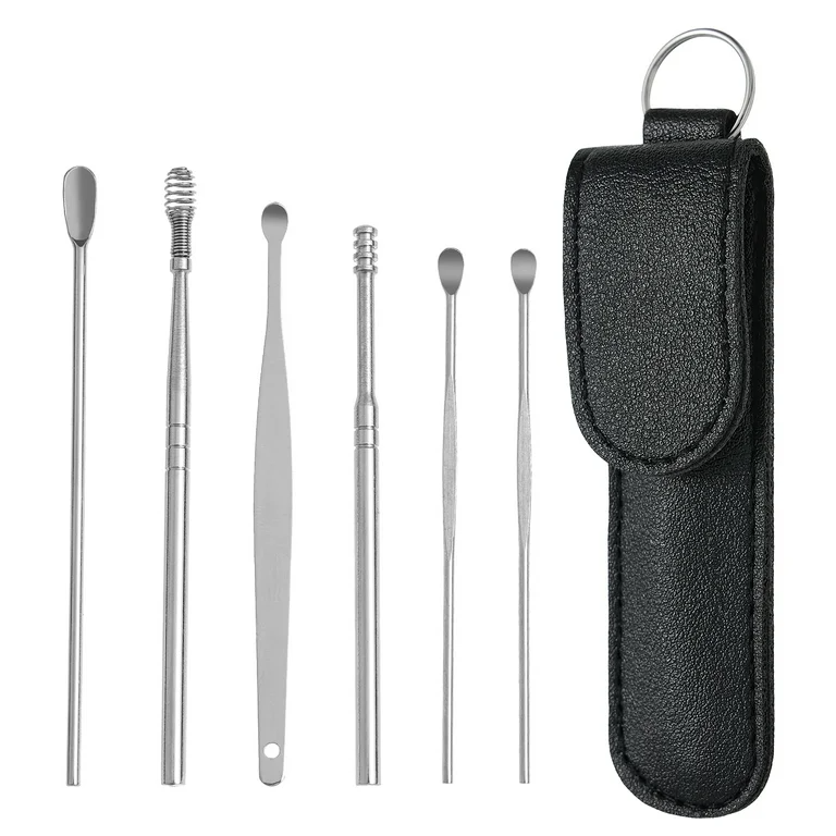Набор для ушной гигиены металлический 6в1 с футляром (R9437)