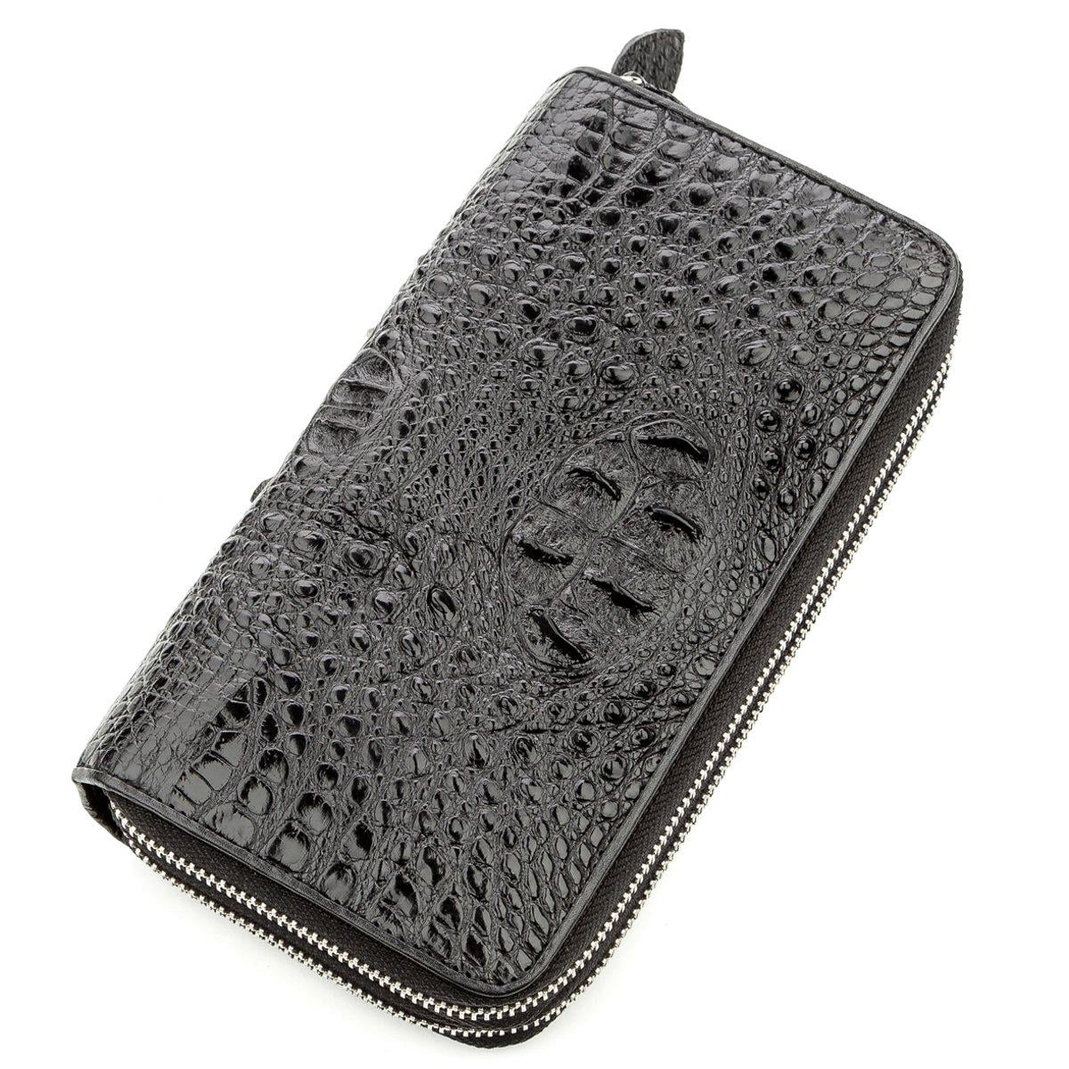 Портмоне мужское Crocodile Leather 18571 из натуральной кожи крокодила Черный Портмоне мужское Crocodile Leather 18571 из натуральной кожи крокодила Черный