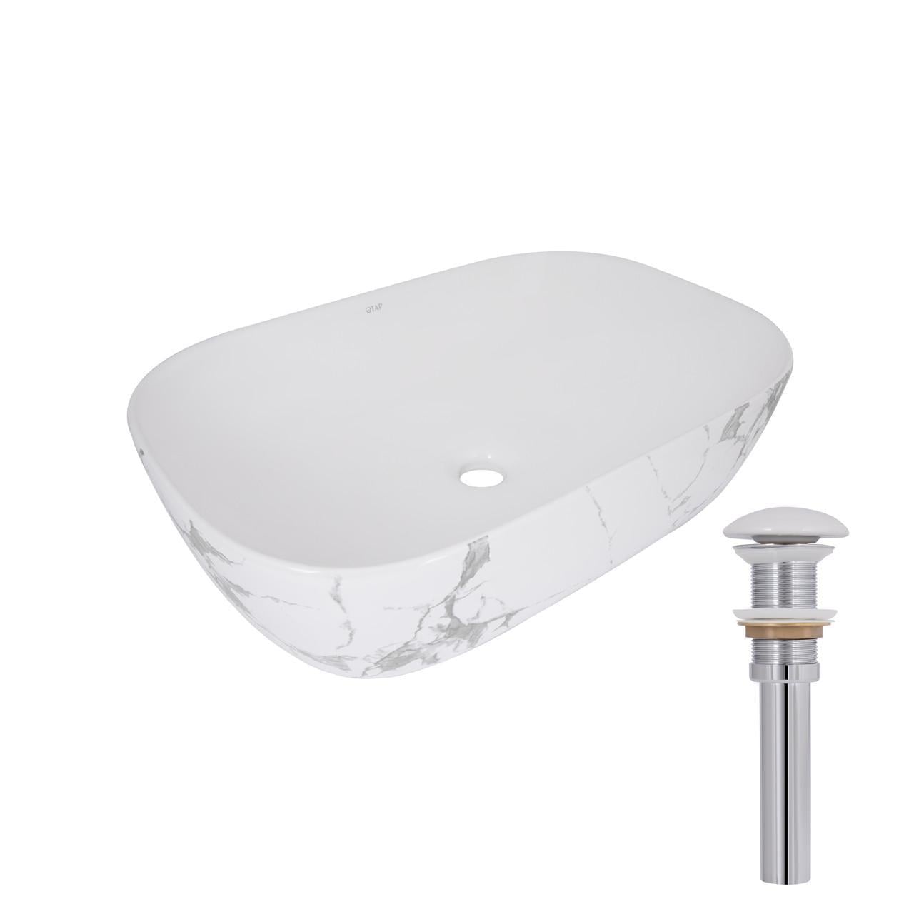 Раковина накладная Qtap Robin 600x390x150 мм прямоугольная с донным клапаном Marble (QTROB188MR49788) Раковина накладная Qtap Robin 600x390x150 мм прямоугольная с донным клапаном Marble (QTROB188MR49788)
