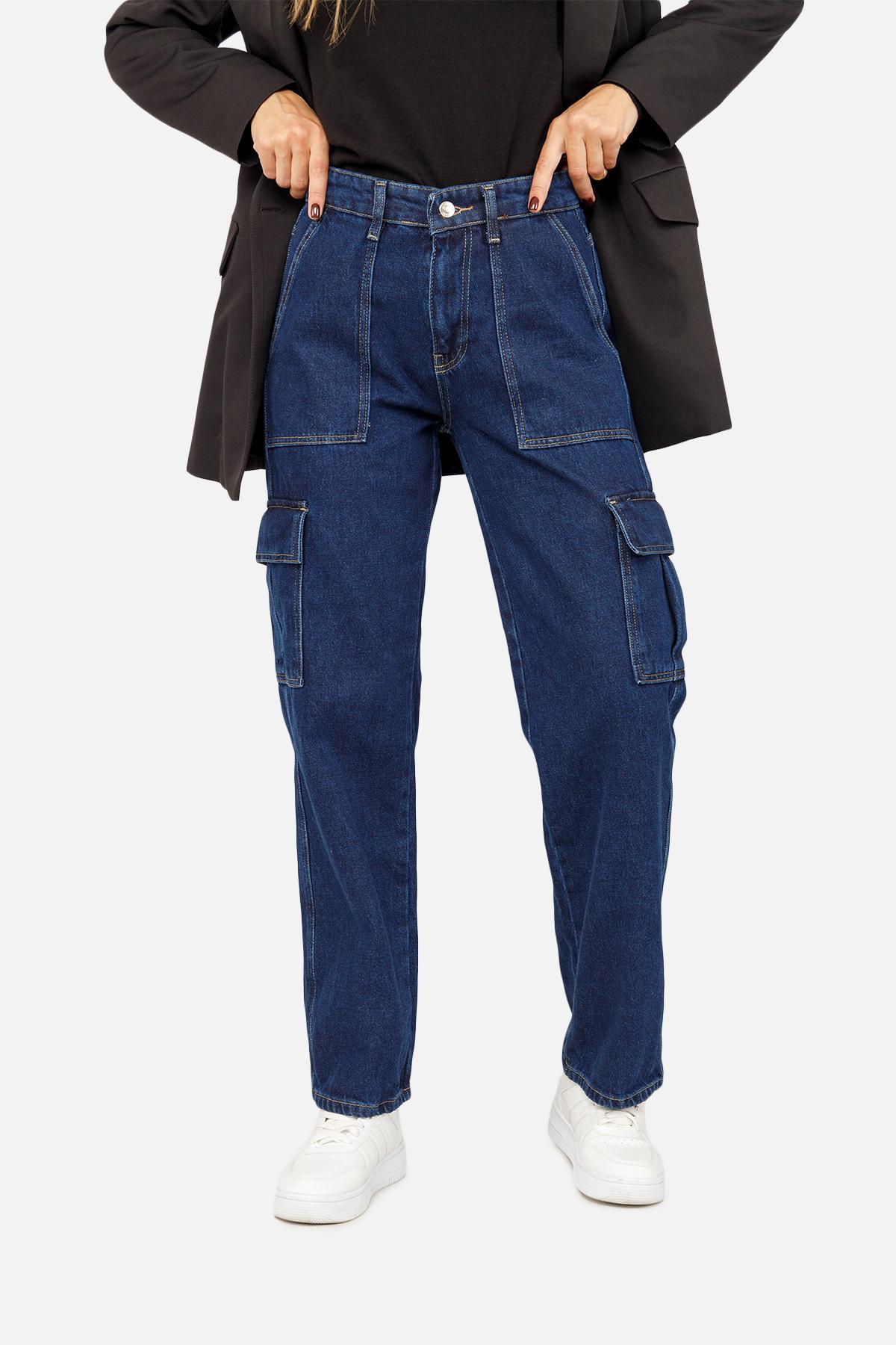 Джинси жіночі wide р. 42 Темно-синій (SKT001012667) - фото 2