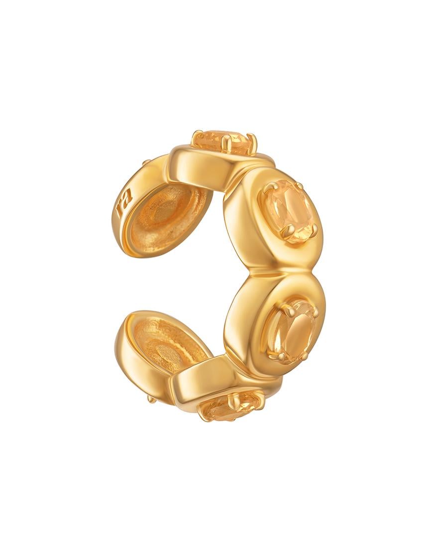Каф-каблучка Splash Yellow жіноча RIMMART JEWELRY позолочена р. 17