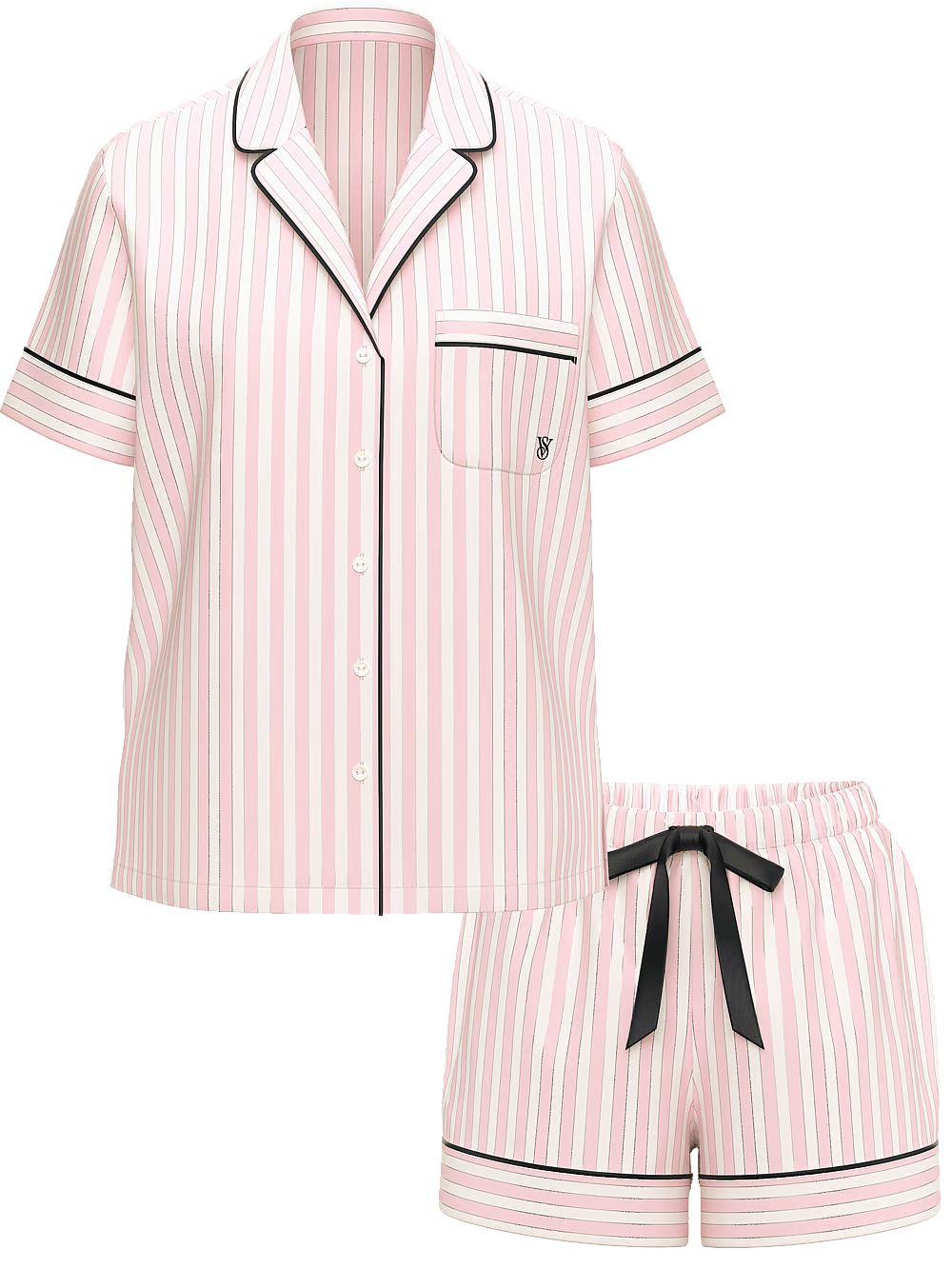 Піжама жіноча Victoria's Secret Flannel Short Pajama Set фланелева M Рожевий у смужку (22412357) - фото 3