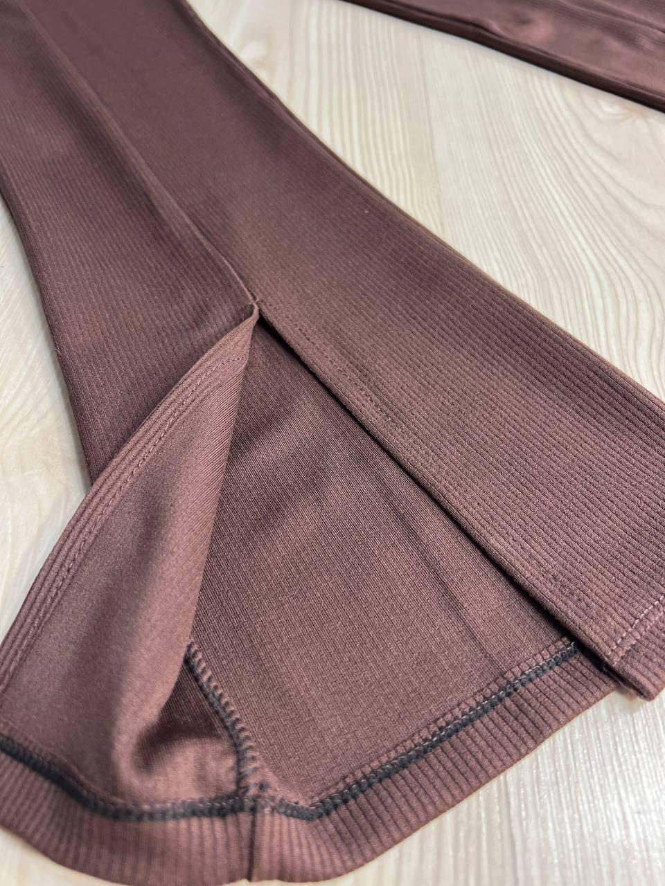 Лосины женские Prenses 535 с высокой посадкой и разрезами клеш L Коричневый (4063) - фото 5