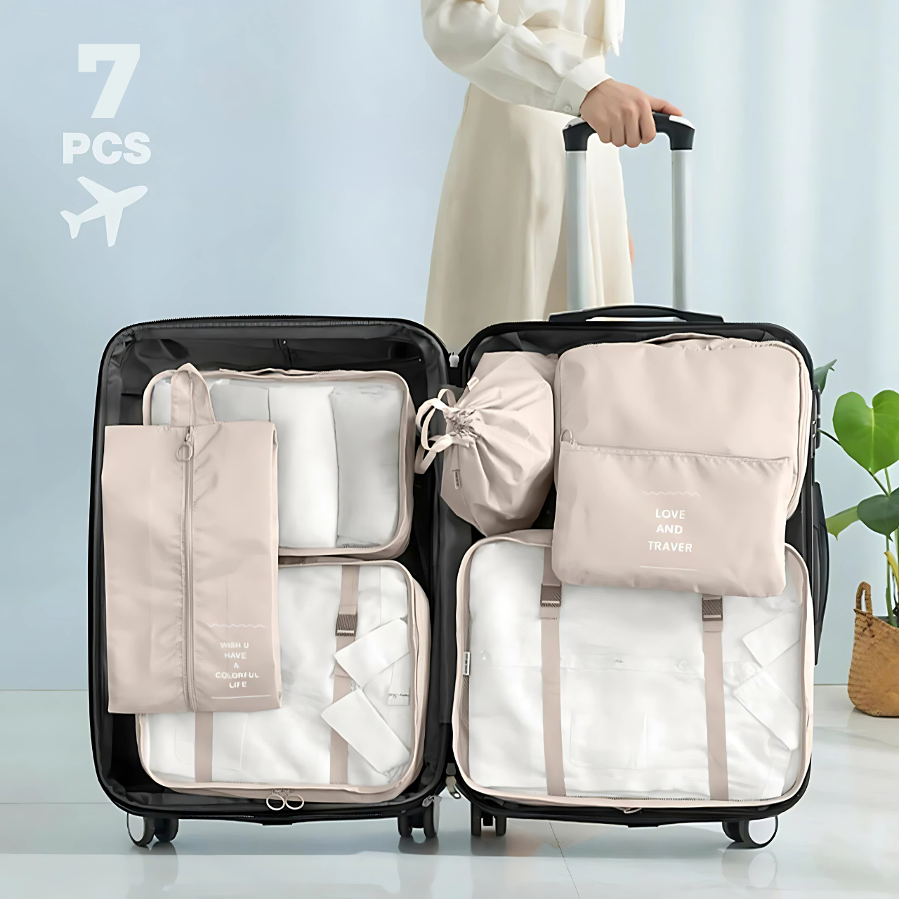 Набір дорожніх органайзерів для перевезення і зберігання речей 7в1 Бежевий (3222283784) - фото 6 Набір дорожніх органайзерів для перевезення і зберігання речей 7в1 Бежевий (3222283784) - фото 6