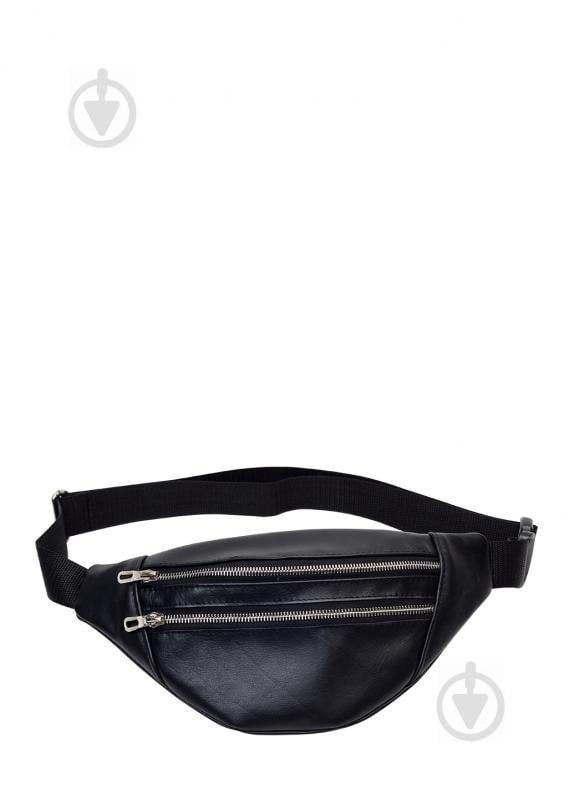 Поясная сумка кожаная бананка Sambag Soho MTS Черная с кожаным ремнем (82333101)