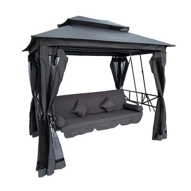 Садова гойдалка Bonro B-002 з навісом/подушками та москітною сіткою Сірий (2670148510)