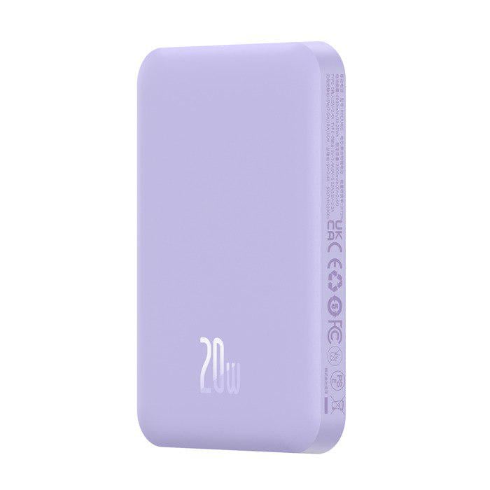 Повербанк BASEUS Magnetic Mini 5000mAh 20W с беспроводной зарядкой Qi 15W Purple (P10022107513-00) - фото 3