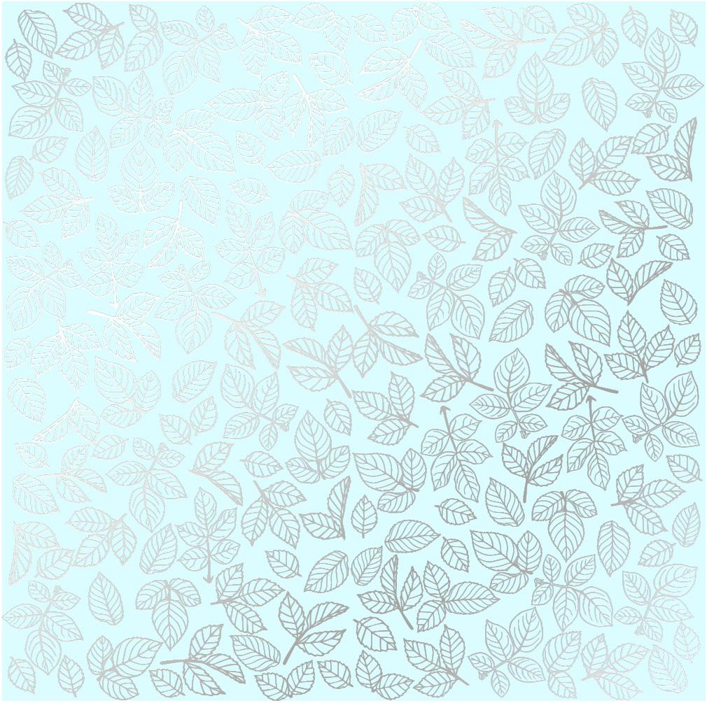 Лист бумаги односторонний Silver Rose leaves с серебряным тиснением 30,5х30,5 см Mint