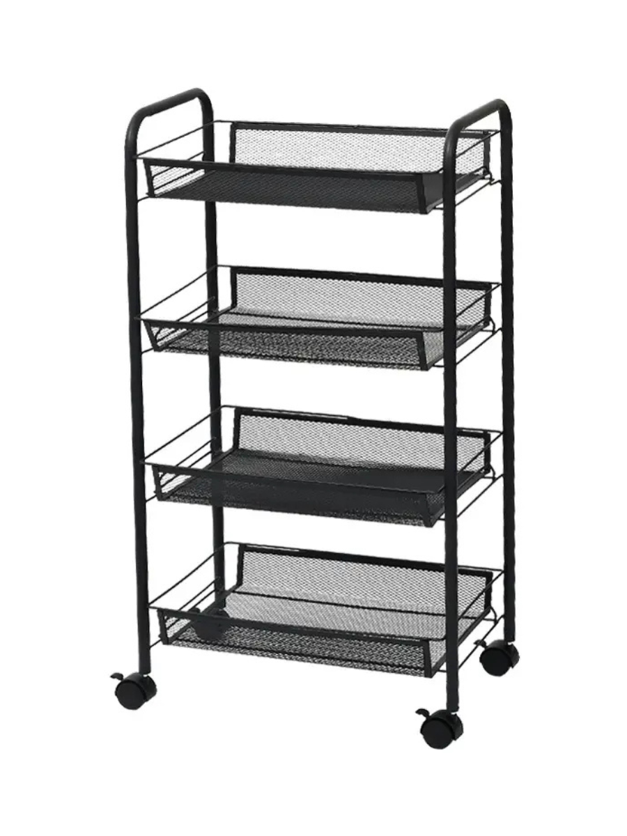 Етажерка на колесах металева універсальна 4 яруси 86х44х26 см Чорний (1296932964) - фото 4 Етажерка на колесах металева універсальна 4 яруси 86х44х26 см Чорний (1296932964) - фото 4