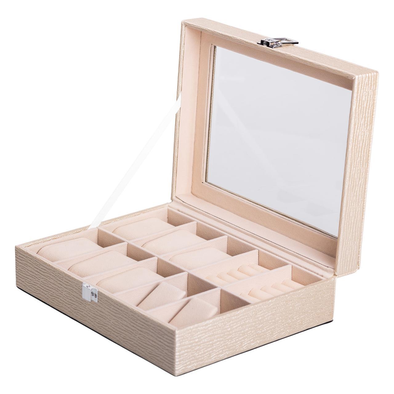 Шкатулка для украшений из экокожи HP-5-6GOLD 25,5х20х7,5 см (A-033848)