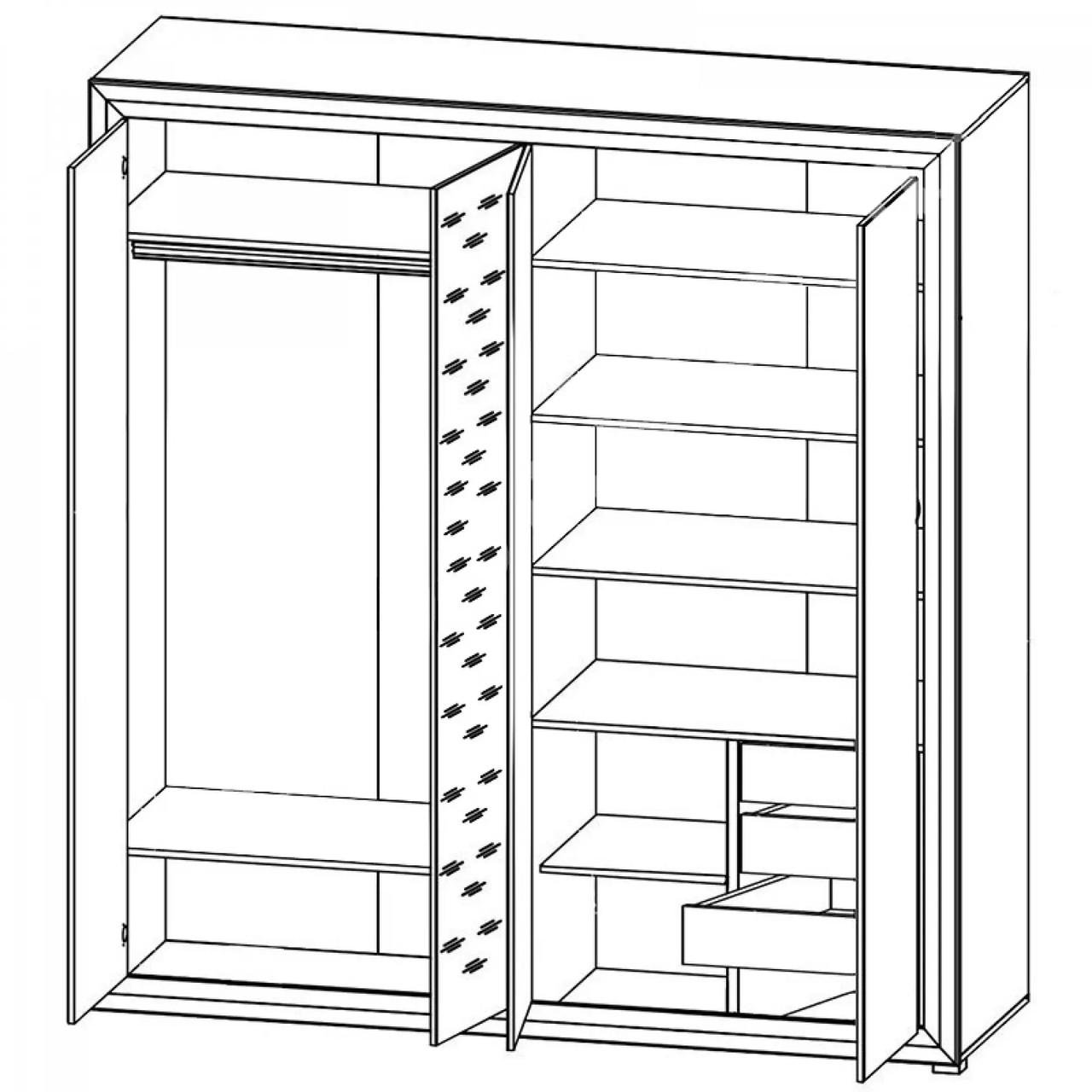 Шафа з дзеркалом ВМК Маркус SZF4D Джанні/Дуб кам'яний (GRB-1818) - фото 2 Шафа з дзеркалом ВМК Маркус SZF4D Джанні/Дуб кам'яний (GRB-1818) - фото 2