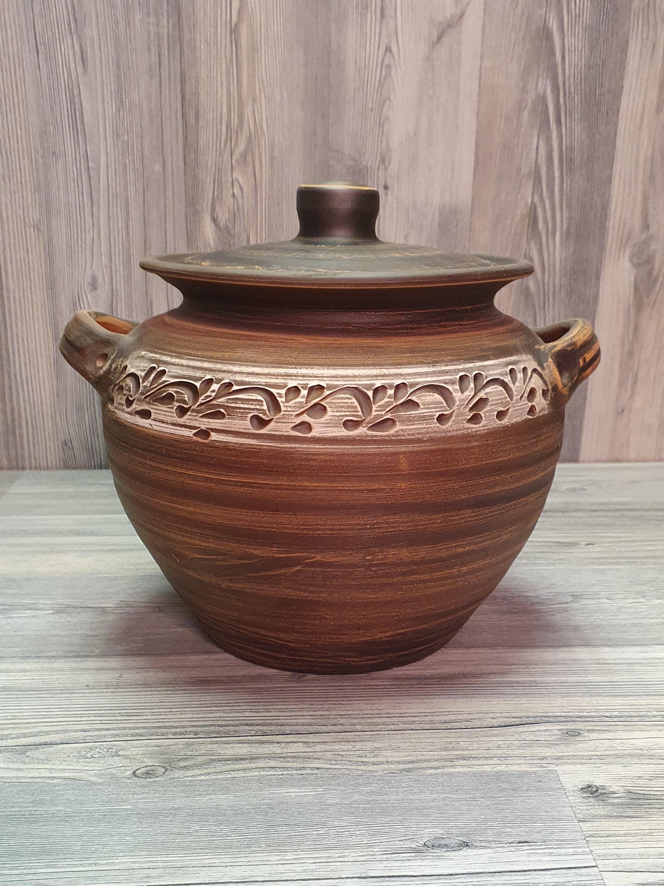 Супник с ручками из красной глины 3 л (5307)