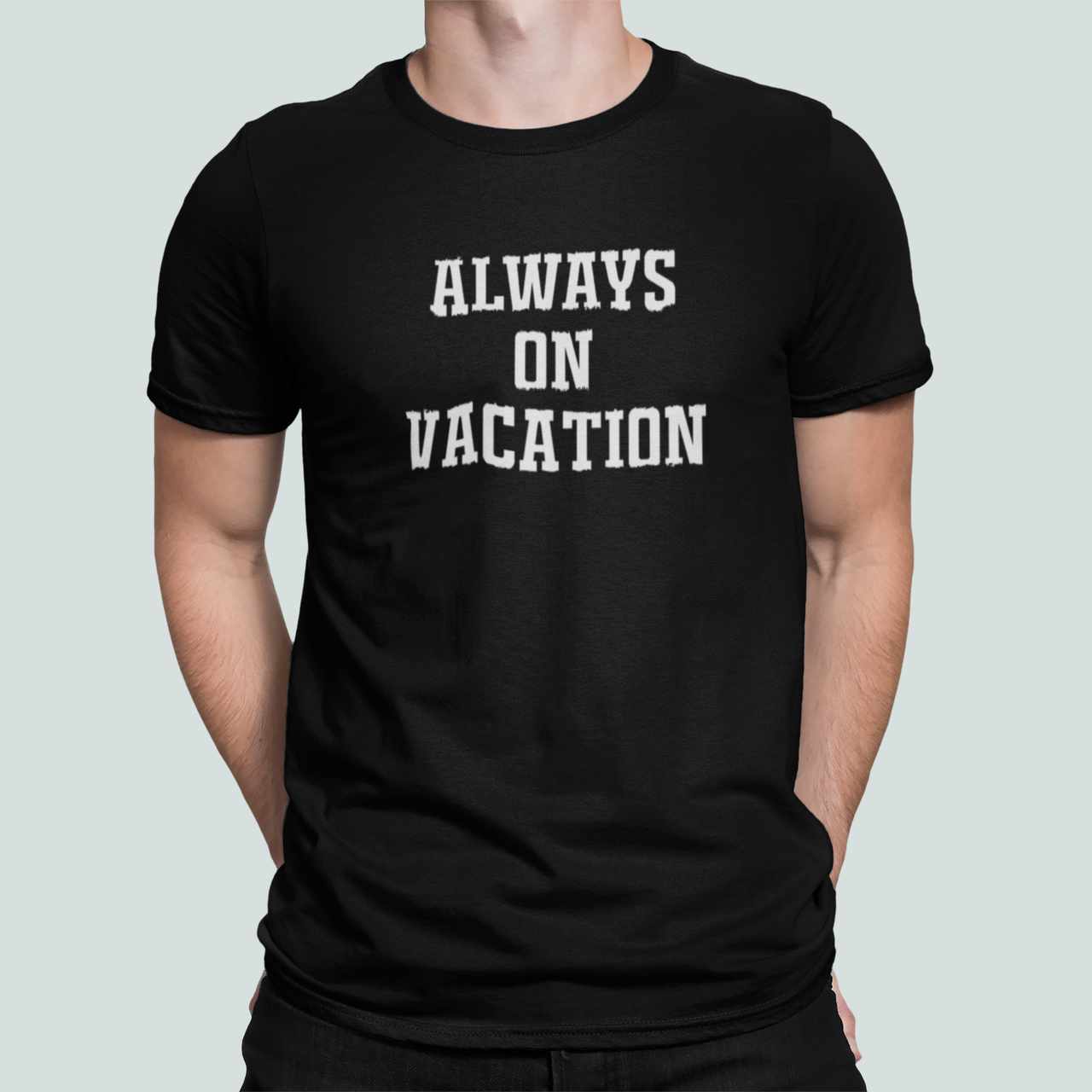 Футболка мужская Stedman с надписью "Always on vacation" XXXL Черный (ПН463-6)
